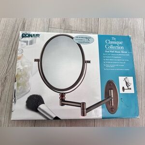 Conair Oval Wall Mount Mirror Swivel Rubbed Bronze 7x Magnifying NEW In box